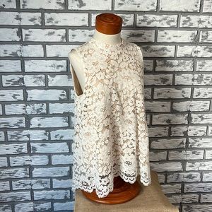 Rose+Olive Cream & Nude lace sleeveless blouse size L, NWT